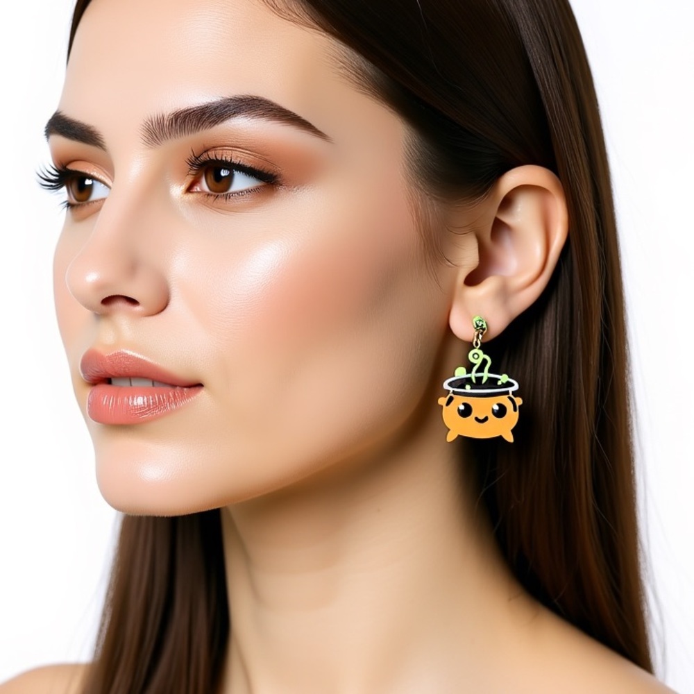 Handmade/ Handpainted wooden cauldron earrings